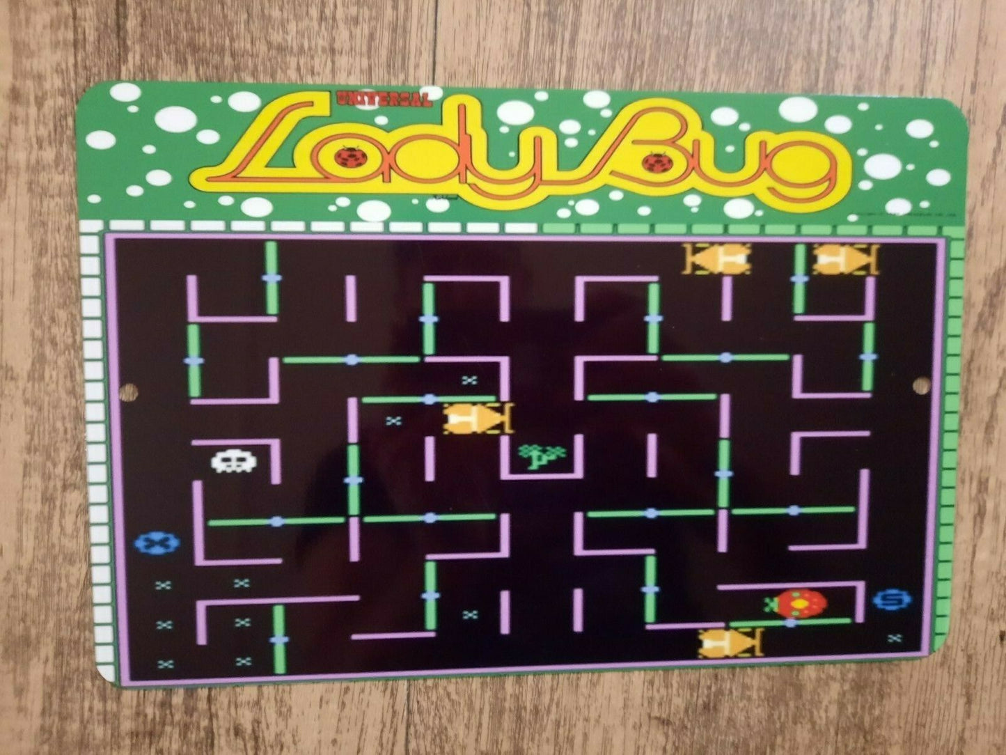 Ladybug Classic Arcade Game 8x12 Metal Wall Sign Video Game