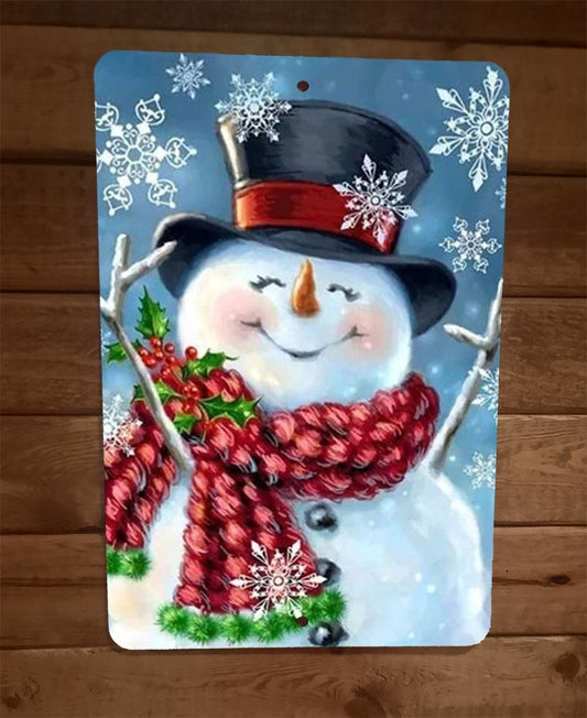 Merry Xmas Christmas Happy Snowman 8x12 Metal Wall Sign Poster