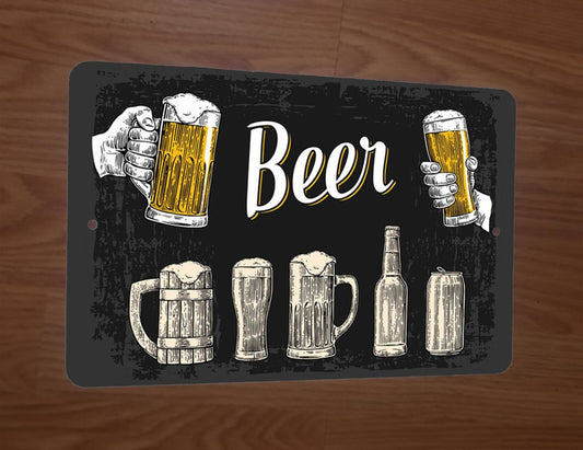 Beer Artwork Cheers 8x12 Metal Wall Bar Sign