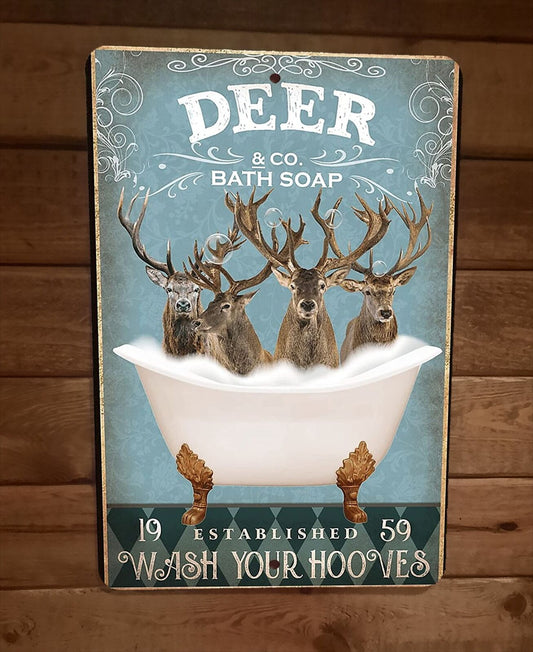 Deer Bath Soap 8x12 Metal Wall Sign Animal Poster