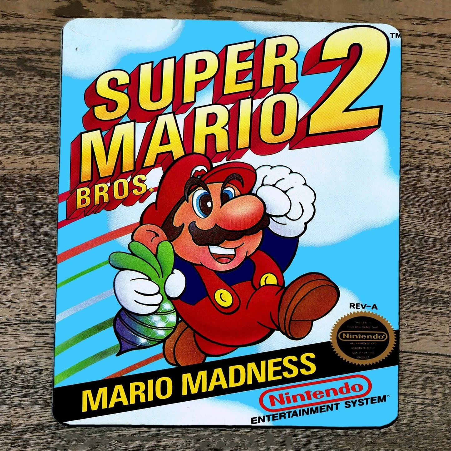 Mouse Pad Super Mario Bros 2 Madness Classic Arcade Video Game NES Box Cover