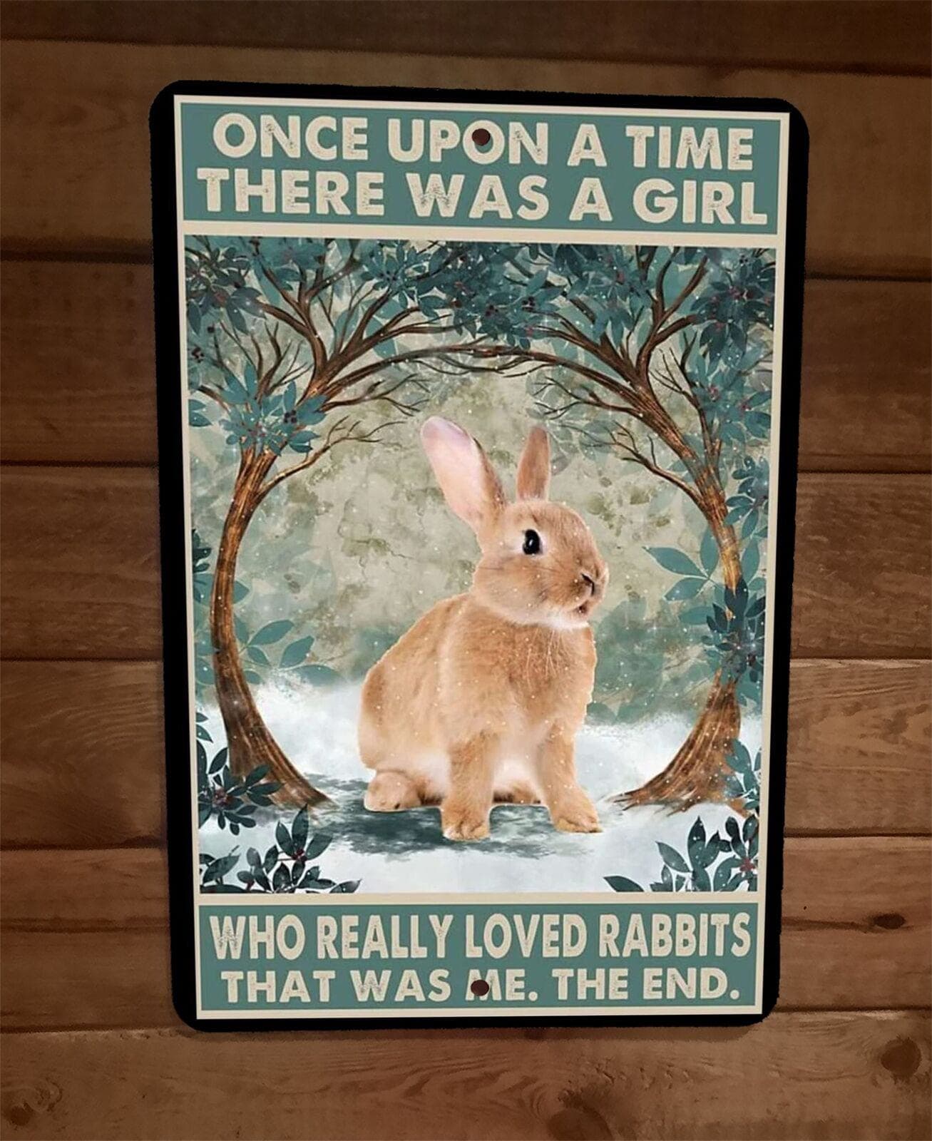 Amazon Rabbit Metal Sign Once Was a Girl Who Really Loved Rabbits 8x12 Metal Wall Sign Animal P ...
