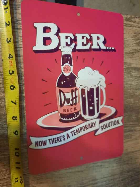 Beer Now Theres a Temporary Solution 8x12 Metal Wall Bar Sign