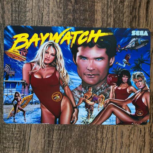 Baywatch 8x12 Metal Wall Video Game Arcade Sign