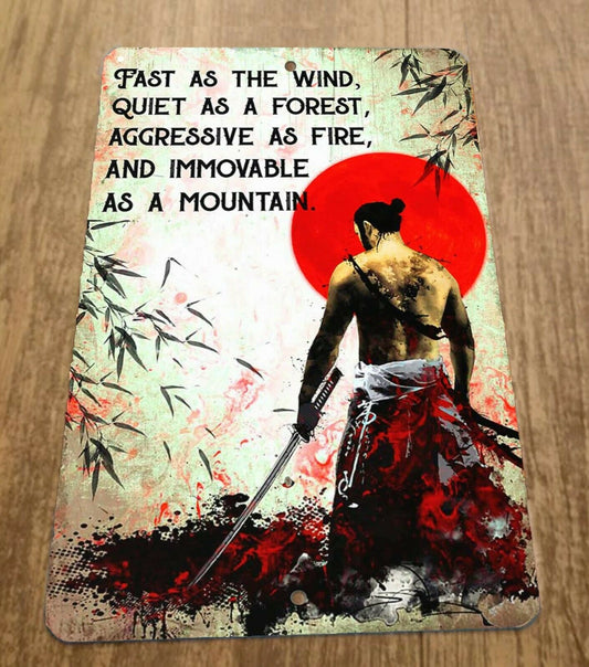 Samurai Ninja Fast as The Wind 8x12 Metal Wall Sign Misc Poster