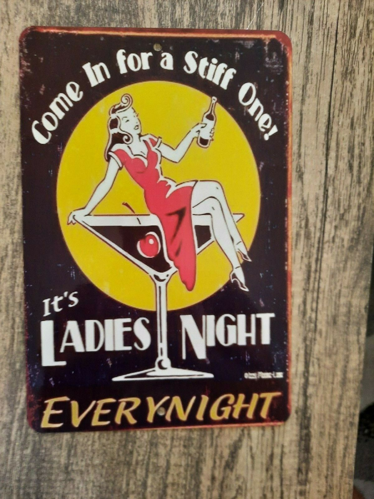 Come in for a Stiff One Ladies Night Every night 8x12 Metal Wall Bar Sign