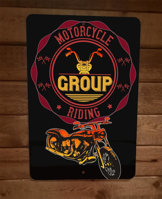Motorcycle Group Riding 8x12 Metal Wall Sign Garage Poster