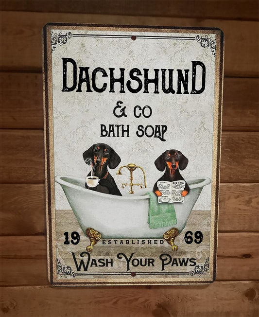 Dachshund Bath Soap 8x12 Metal Wall Sign Animal Poster #6