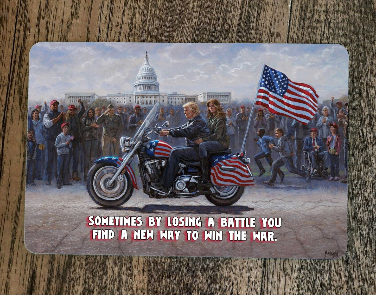 Sometimes Losing the Battle Win The War Donald Trump 8x12 Metal Wall Sign Poster