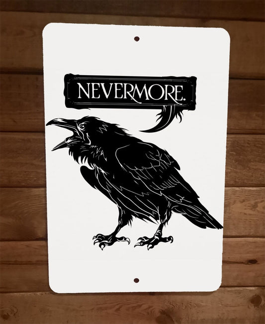 Black Raven Nevermore Halloween Horror Animal 8x12 Metal Wall Sign