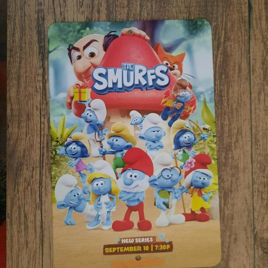 The Smurfs New Series Poster TV Show Art 8x12 Metal Wall Sign