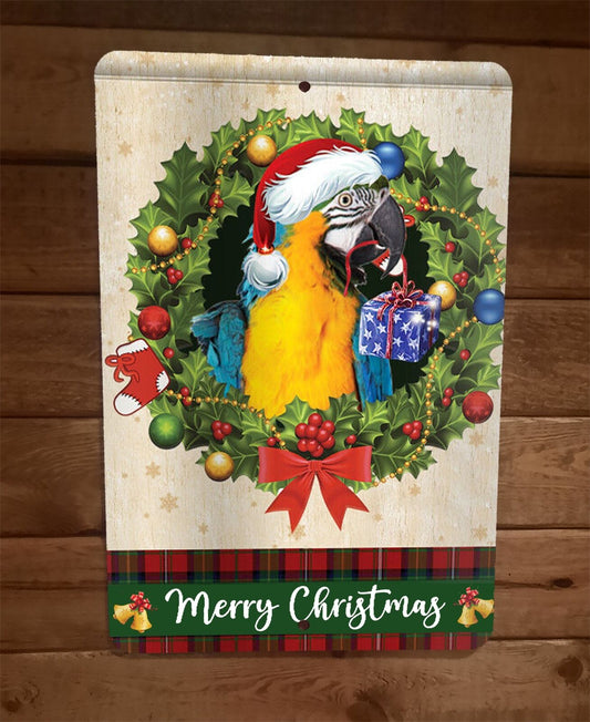 Merry Christmas Parrot Xmas 8x12 Metal Wall Sign Animal Poster