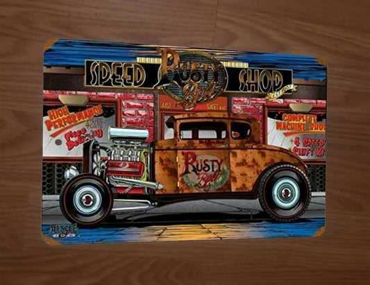 Hot Rod Rusty Bolt Speed Shop Artwork 8x12 Metal Wall Car Sign Garage Poster