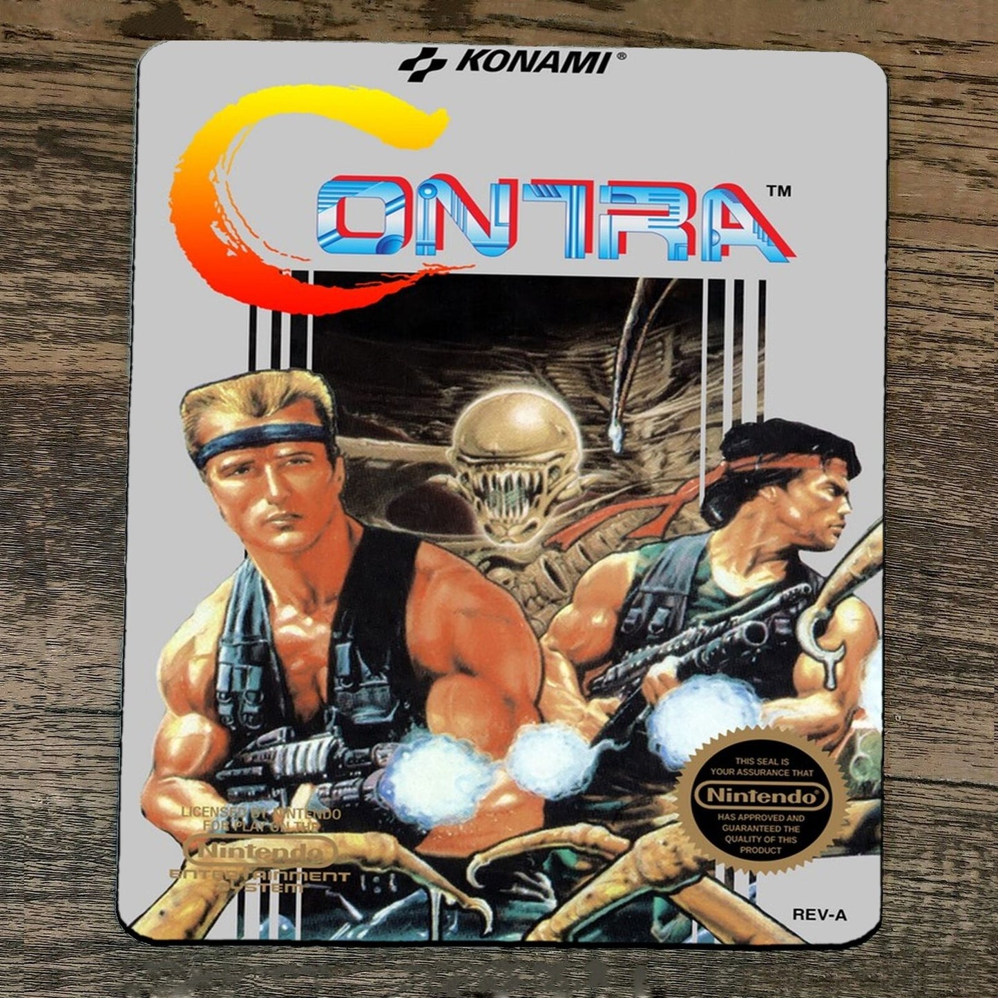 Mouse Pad Contra Classic Arcade Video Game NES Box Cover