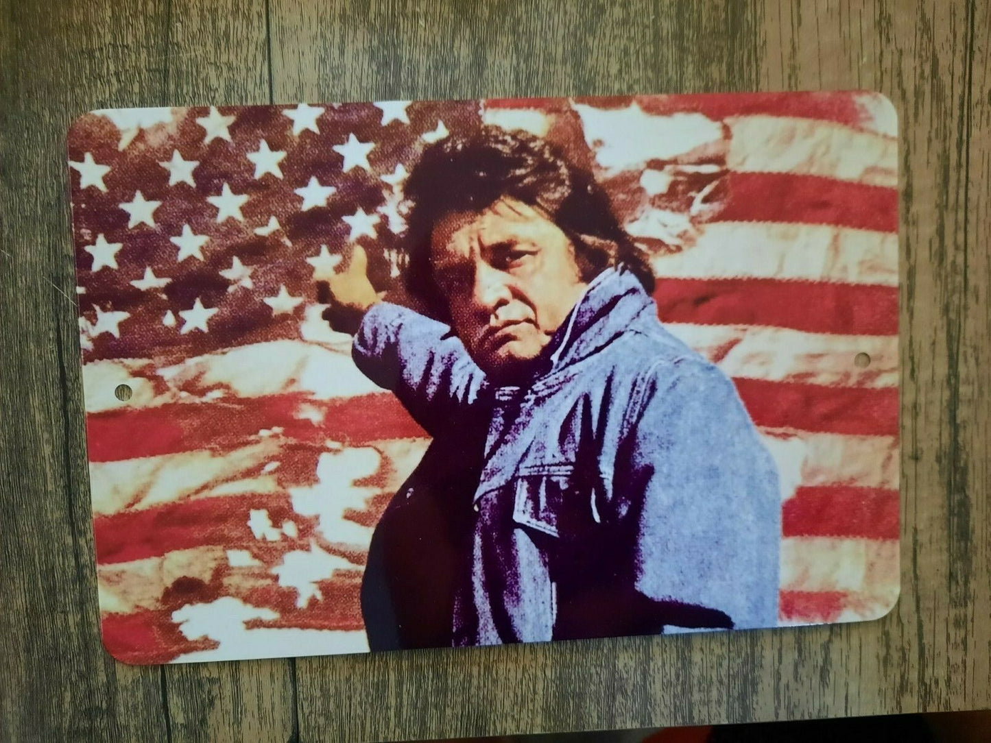 Johnny Cash Ragged Old Flag 8x12 Metal Wall Sign Music