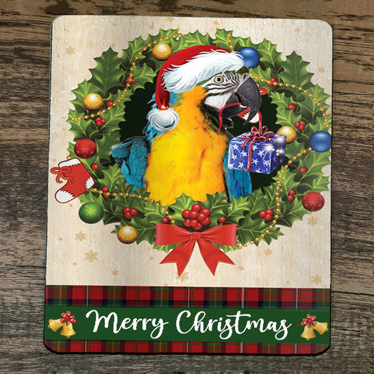 Mouse Pad Merry Christmas Parrot Xmas