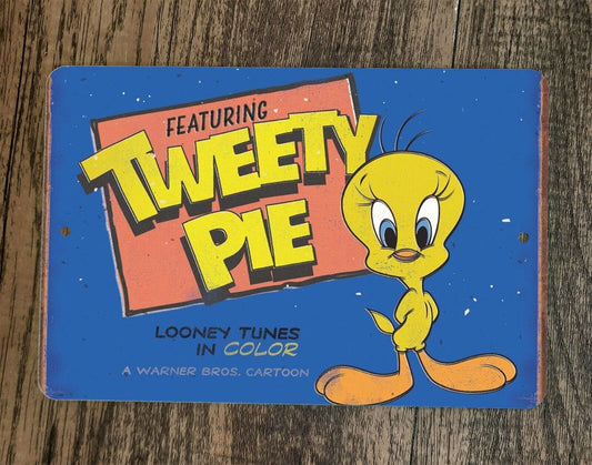 Tweety Pie Looney Tunes Vintage Look 8x12 Metal Wall Sign Classic Cartoon Poster