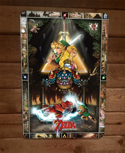 The Legend of Link to the Zelda Past 8x12 Metal Wall Sign Video Game Poster