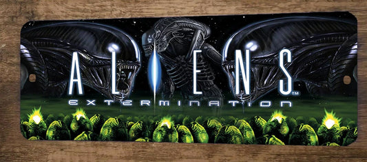 Aliens Extermination Arcade 4x12 Metal Wall Video Game Marquee Banner Sign