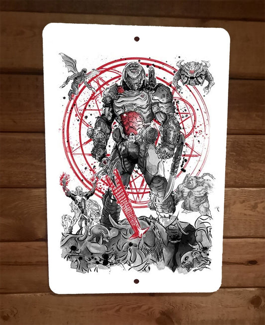 The Hellwalker Doomslayer 8x12 Metal Wall Sign Poster Video Game