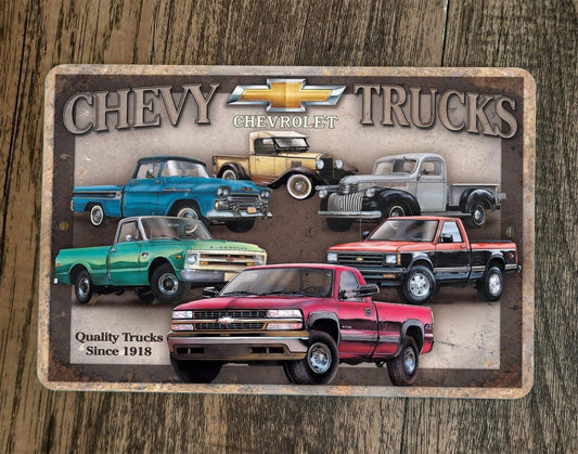 Quality Trucks Since 1918 Chevy Chevrolet 8x12 Metal Wall Garage Sign Poster