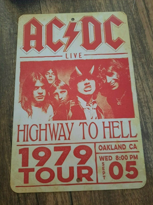 ACDC Live Highway to Hell Tour 1975 8x12 Metal Wall Sign Music