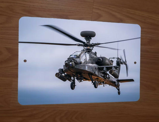 AH-64E Apache Guardian Helicopter 8x12 Metal Wall Sign Military