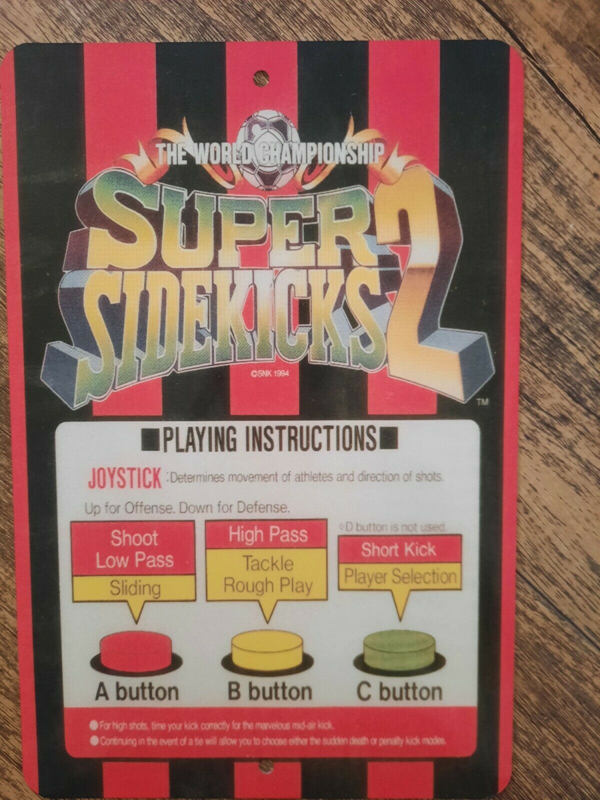 Super Sidekicks 2 Video Game 8x12 Metal Wall Sign