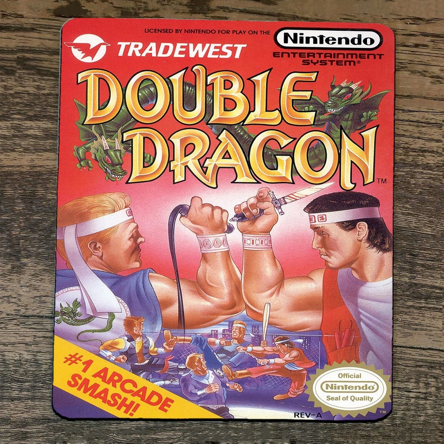 Mouse Pad Double Dragon Classic Arcade Video Game NES Box Cover