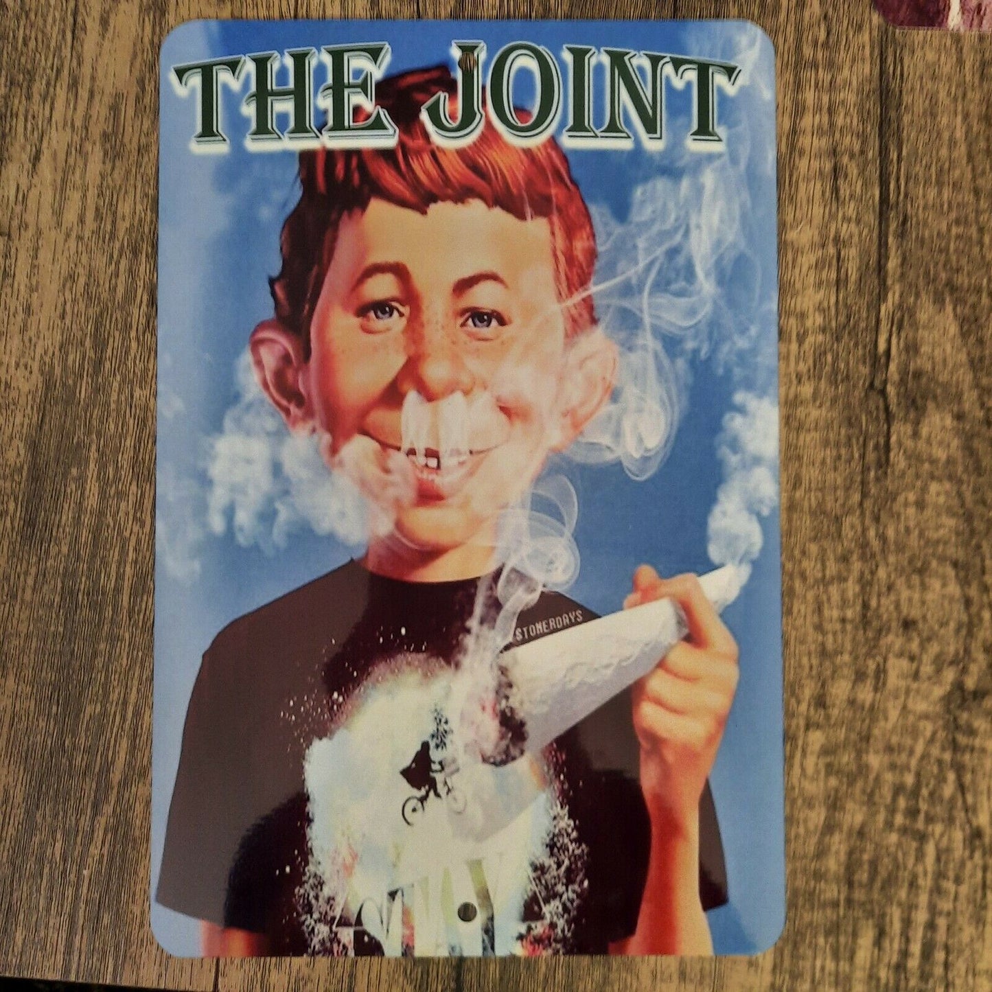 Alfred E Neuman Puffing The Joint 8x12 Metal Wall Sign 420 Weed Mary Jane Misc Comics Mad Magazine