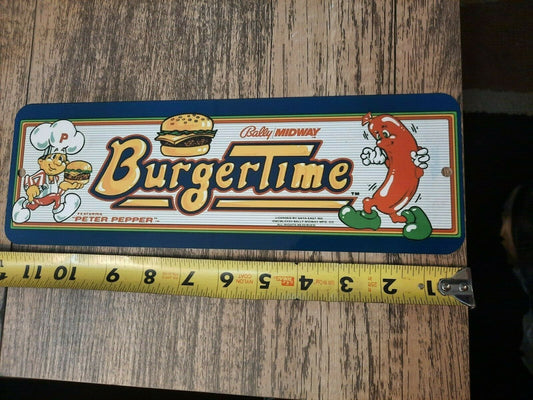 Burgertime Classic Arcade Video Game Marquee Banner 4x12 Metal Wall Sign #1 Retro 80s