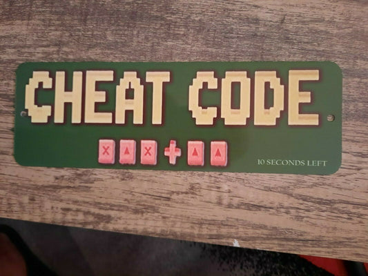 Cheat Code Marquee Arcade Banner 4x12 Metal Wall Sign