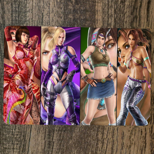 Tekken Girls 8x12 Metal Wall Arcade Video Game Sign Nina Anna Julia Christie