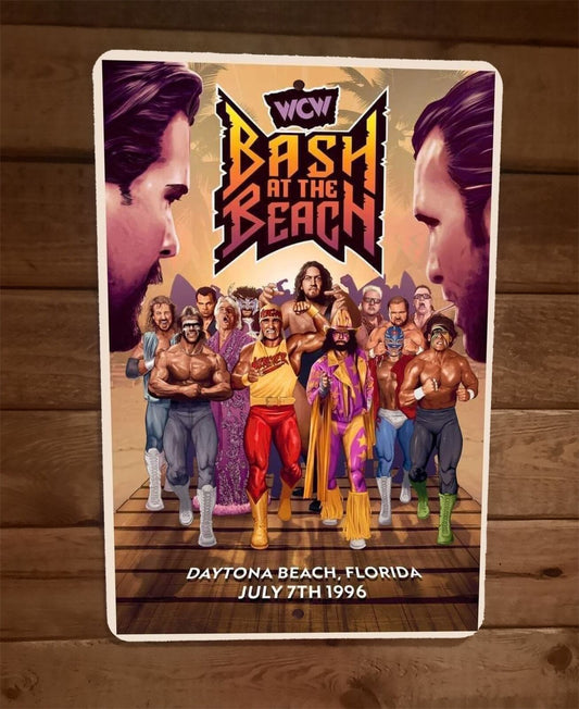 1996 Bash at the Beach WCW Wrestling 8x12 Metal Wall Sign Poster