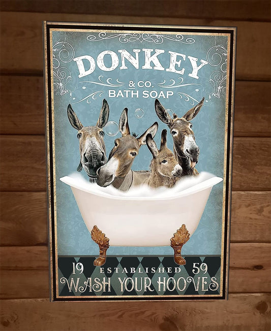 Donkey Bath Soap 8x12 Metal Wall Sign Animal Poster #2