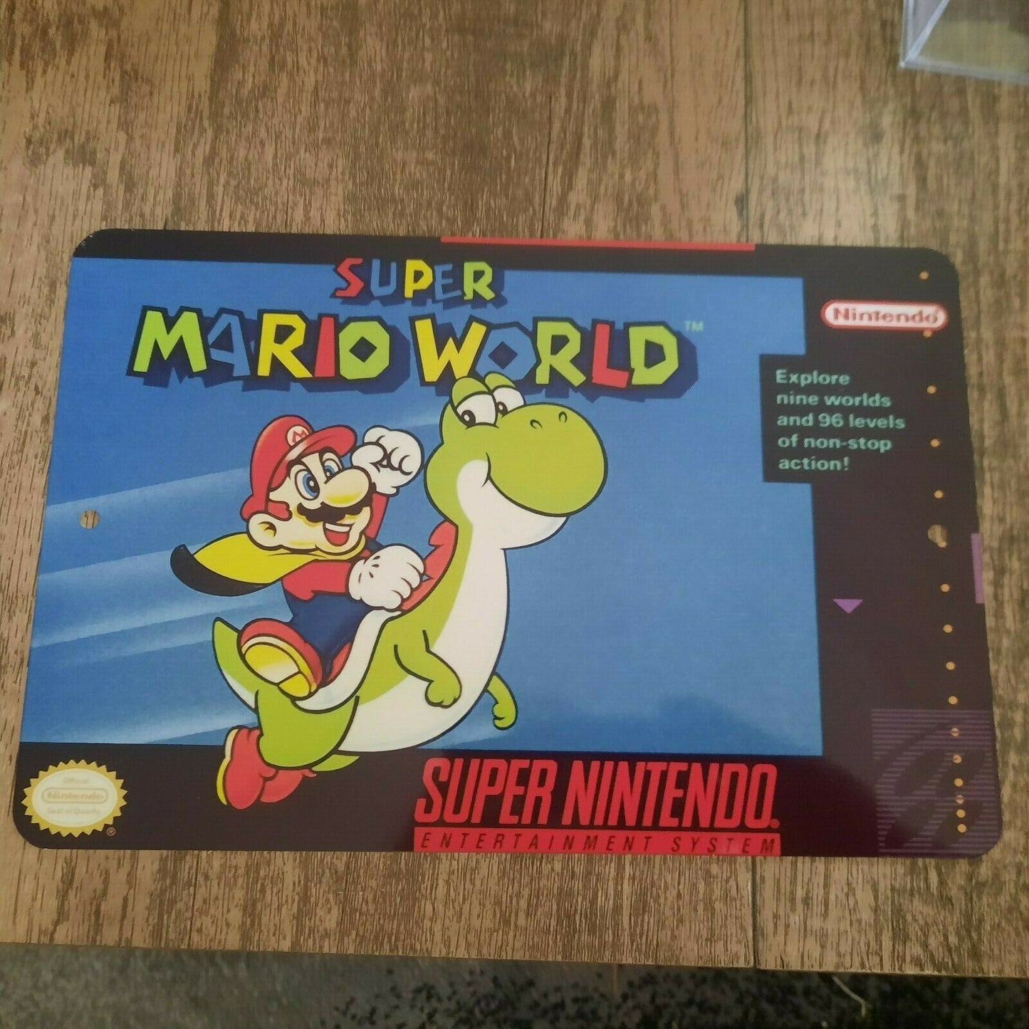 Super Mario World Box Cover 8x12 Metal Wall Sign