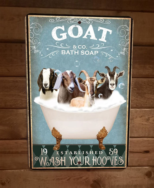 Goat Bath Soap 8x12 Metal Wall Sign Animal Poster #1