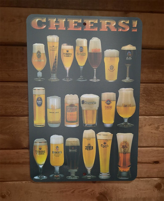 Cheers to Different Beers 8x12 Metal Wall Bar Sign