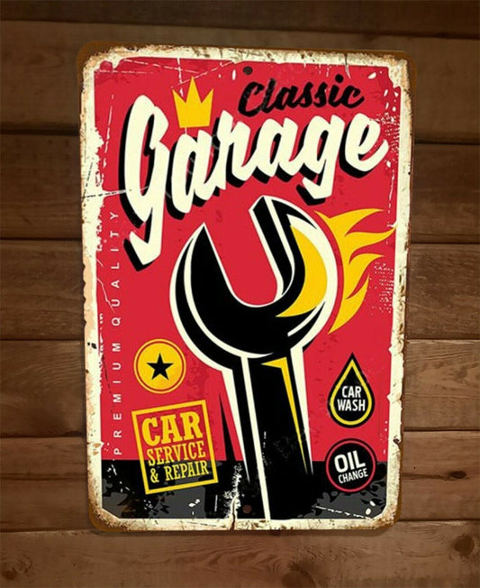 Vintage Look Classic Garage Car Service and Repair 8x12 Metal Wall Garage Sign