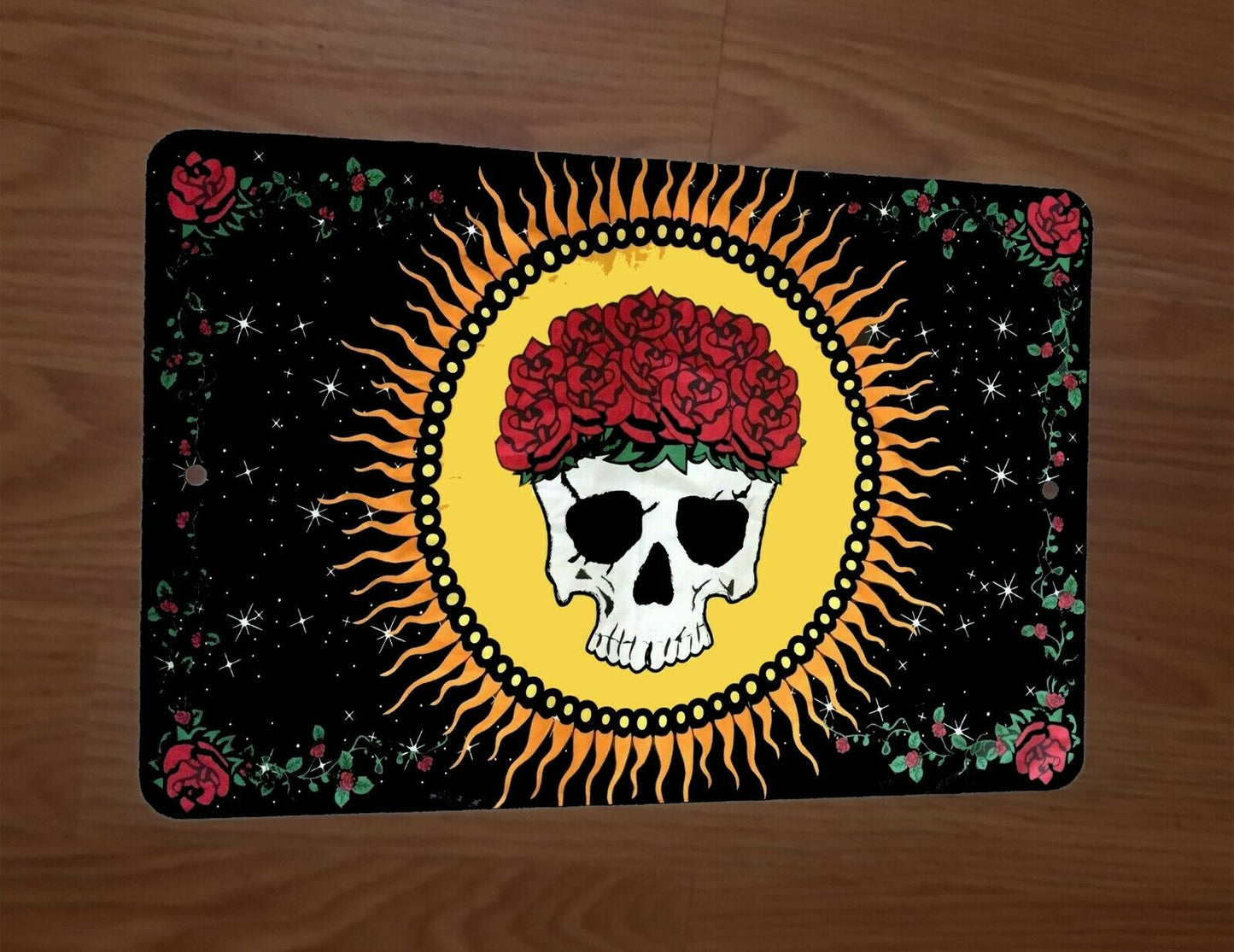 Skull and Roses Sun Space Face Grateful Dead Music Poster 8x12 Metal Wall Sign