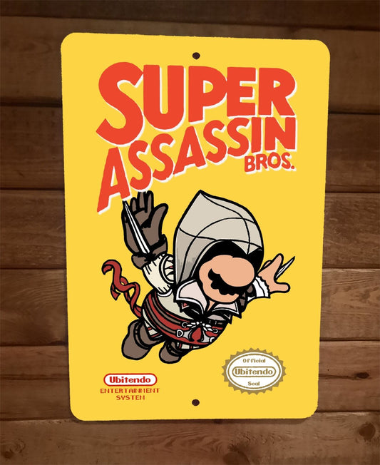 Super Assassin Bros Mario Video Game Parody 8x12 Metal Wall Sign Poster