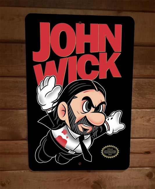 Super John Wick 8x12 Metal Wall Sign Poster Mario Parody