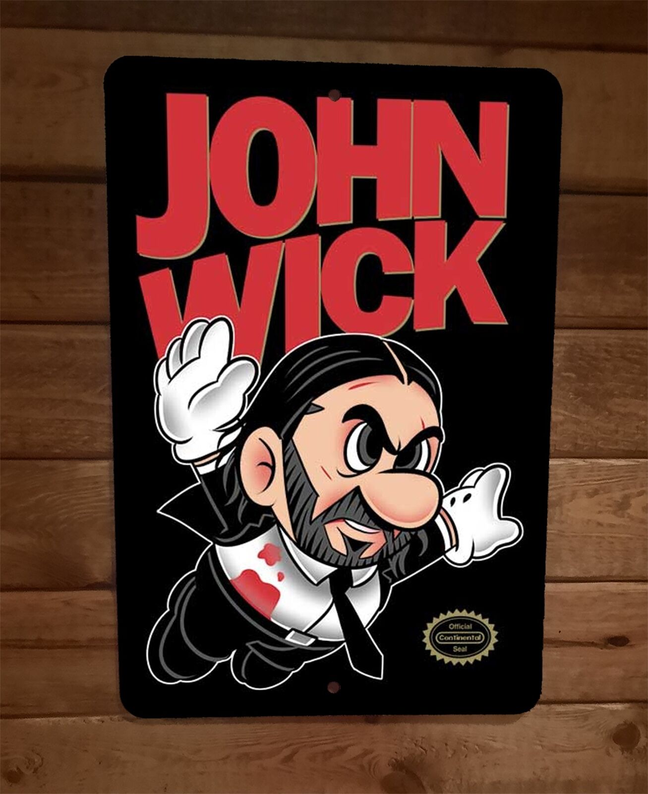Super John Wick 8x12 Metal Wall Sign Poster Mario Parody