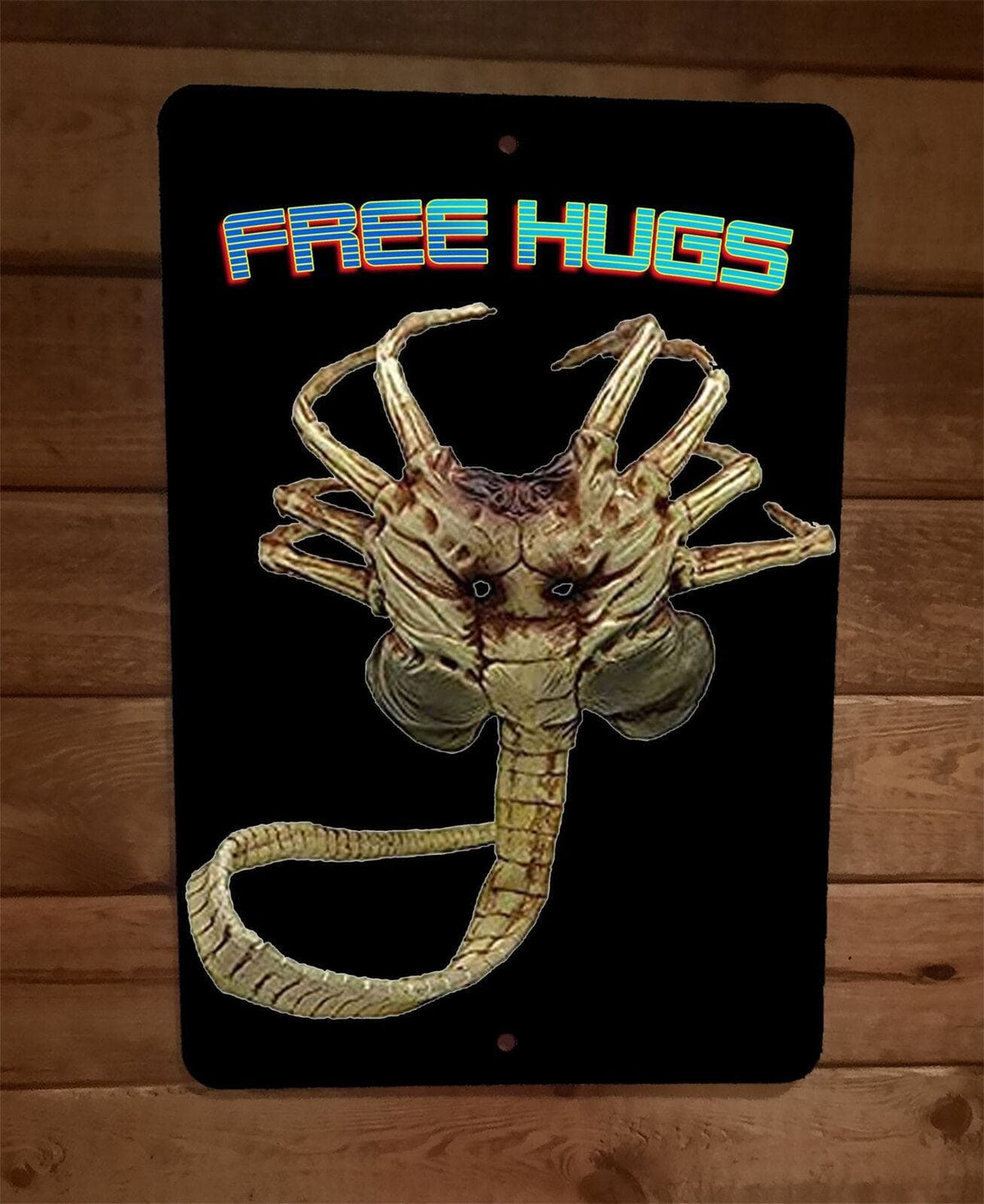 Free Hugs Alien Face Hugger 8x12 Metal Wall Sign – Sign Junky