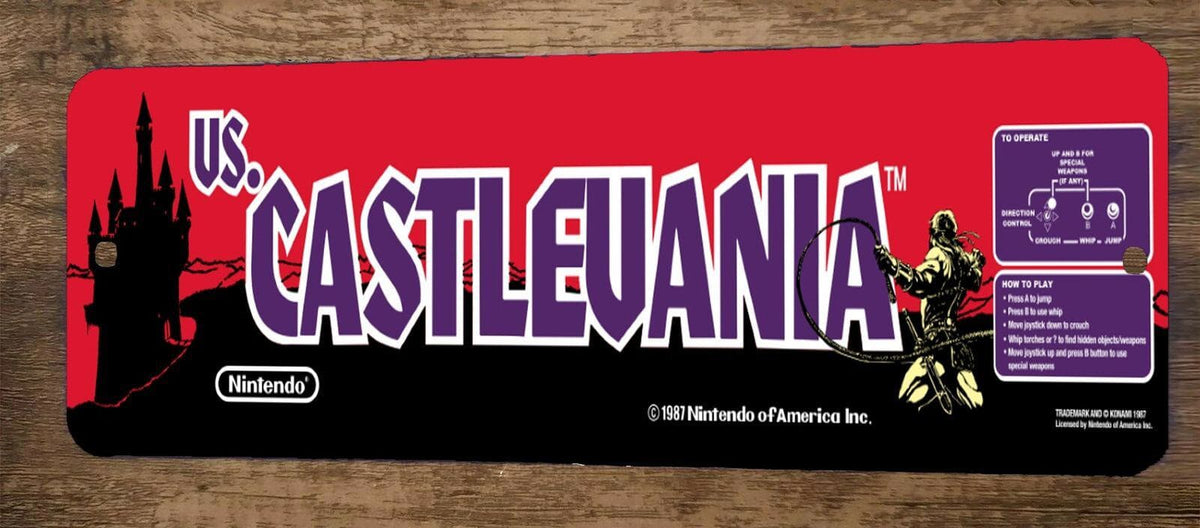 Castlevania Sign Vs Castlevania Arcade 4x12 Metal Video Game Marquee Sign – Sign Junky