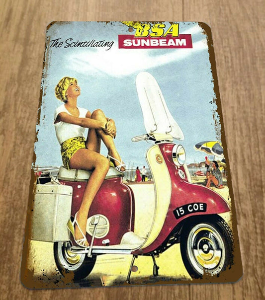 The Scintillating BSA Sunbeam Scooter Moped 8x12 Metal Wall Sign