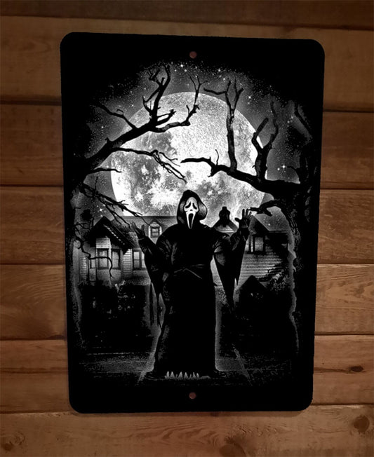 Moonlight Ghost Scream Killer Horror Halloween 8x12 Metal Wall Sign