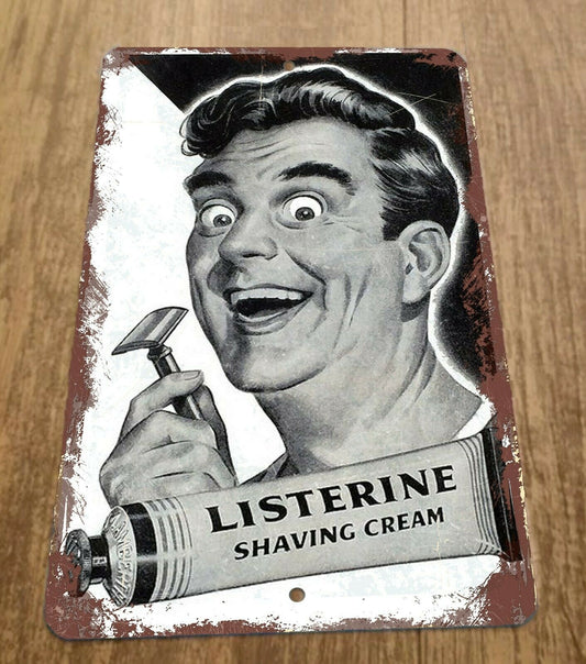 Listerine Shaving Cream Vintage Ad 8x12 Metal Wall Sign Bathroom Misc Poster