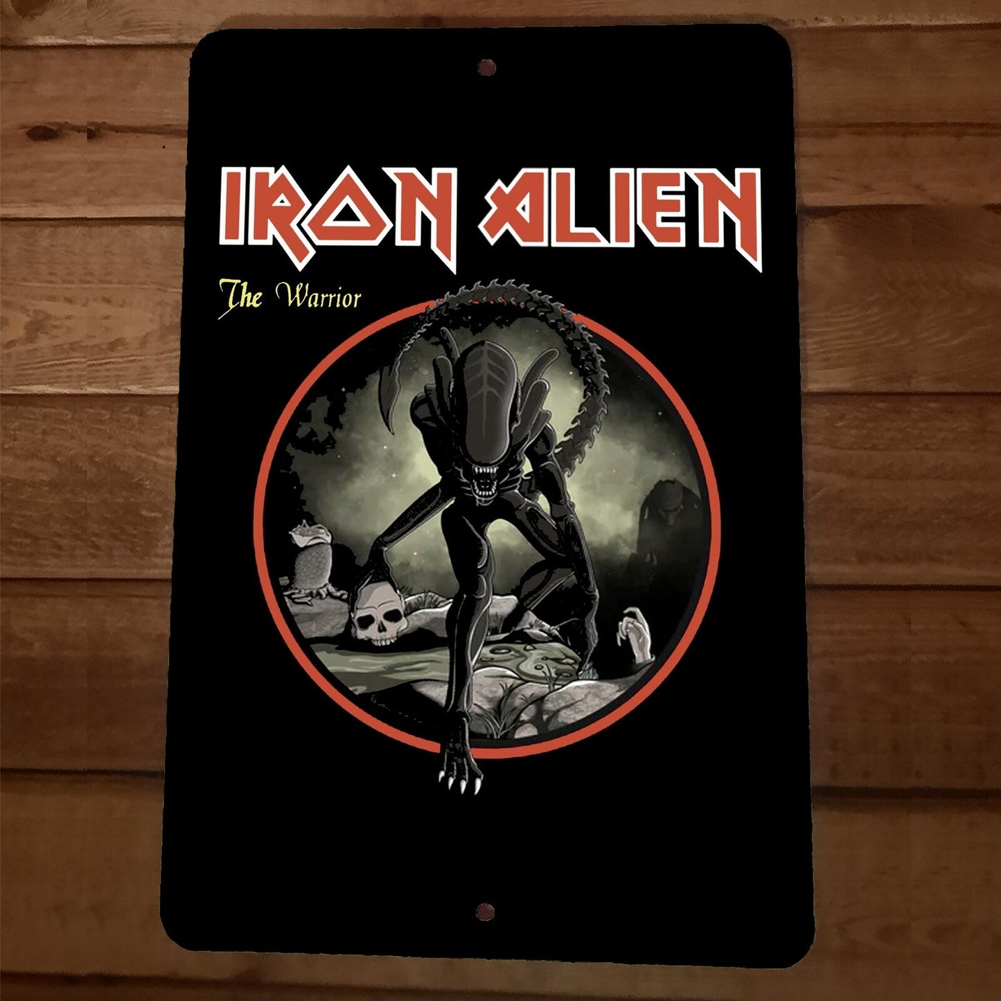 Iron Alien The Warrior 8x12 Metal Wall Sign Maiden Parody
