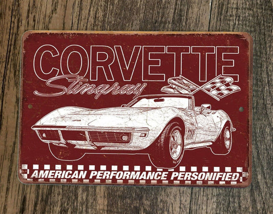 Corvette Stingray Performance Chevrolet Chevy 8x12 Metal Wall Garage Sign Poster